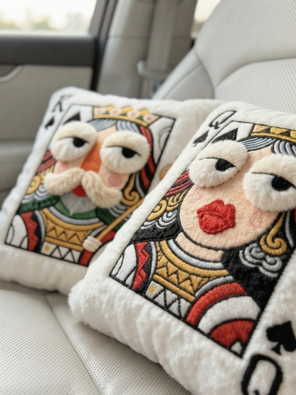Lucky Card Embroidered Pillow