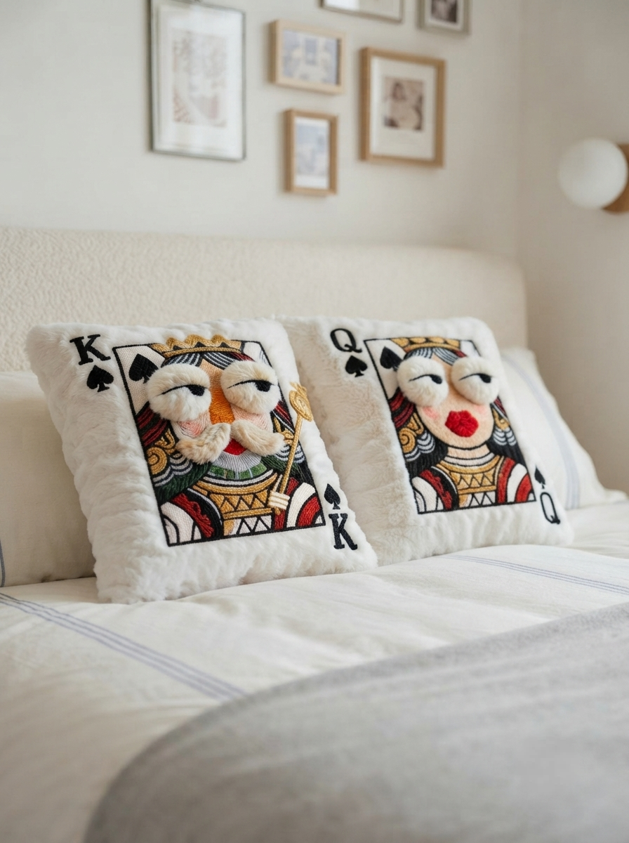 Lucky Card Embroidered Pillow
