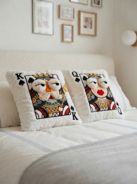 Lucky Card Embroidered Pillow