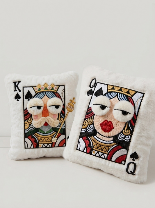 Lucky Card Embroidered Pillow
