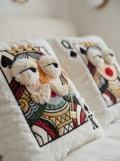 Lucky Card Embroidered Pillow