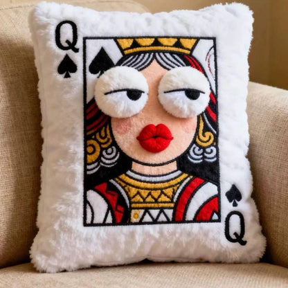 Lucky Card Embroidered Pillow
