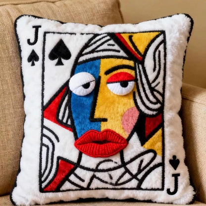 Lucky Card Embroidered Pillow
