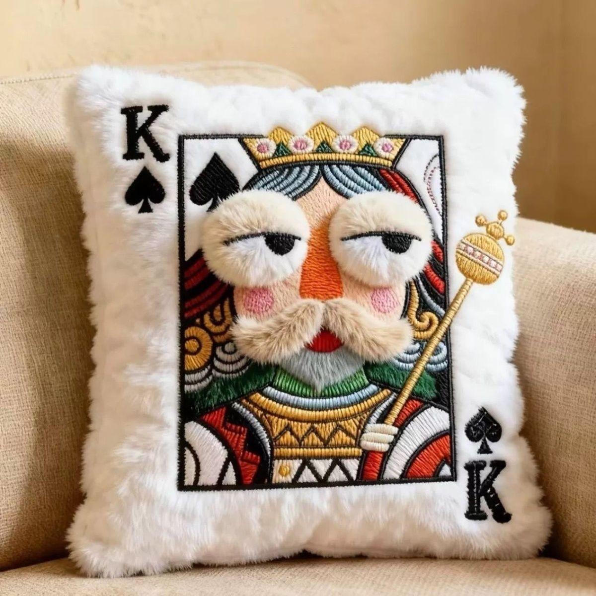Lucky Card Embroidered Pillow
